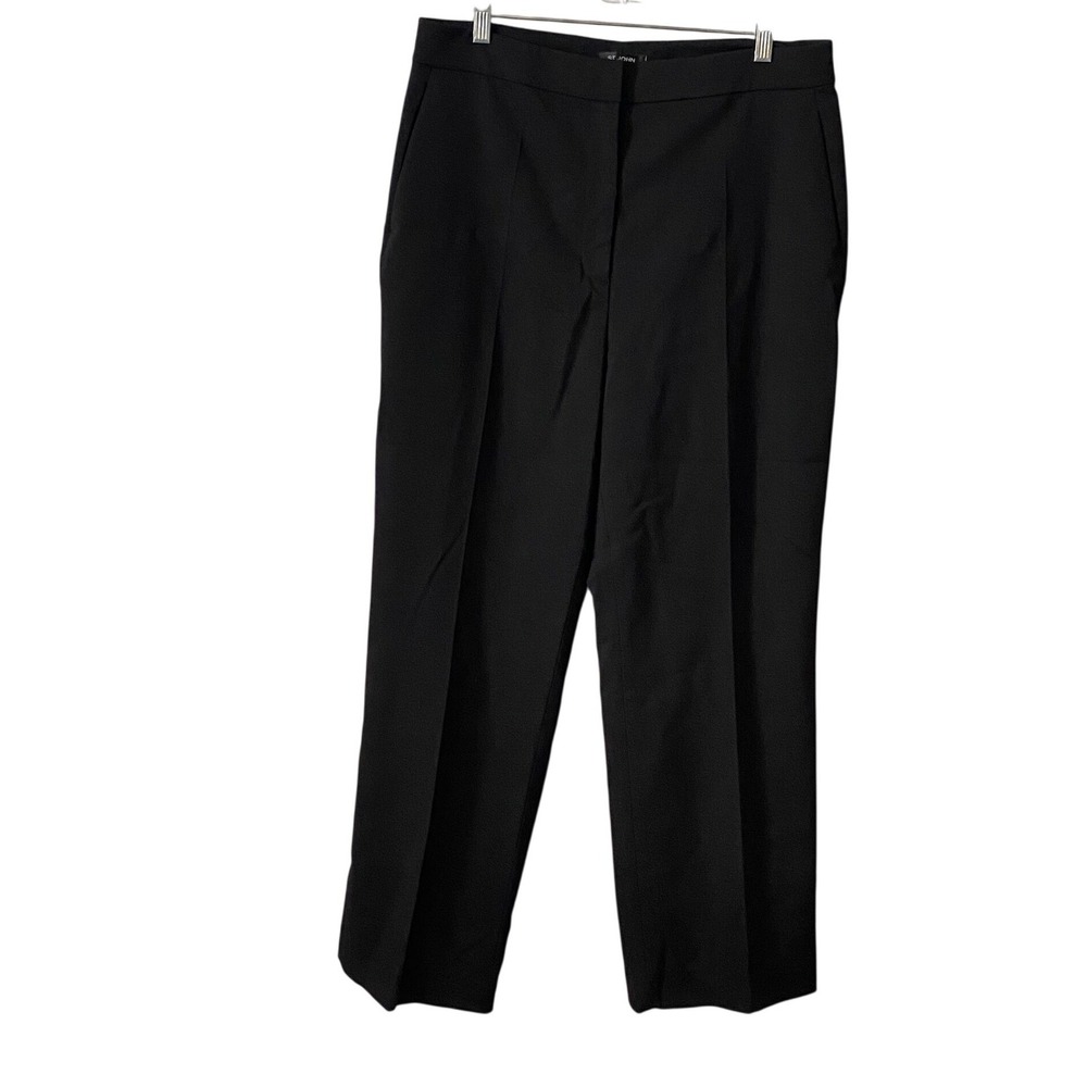 St John Womens Black Straight Leg Dress Pants Trousers Sz 12 Career Professional
